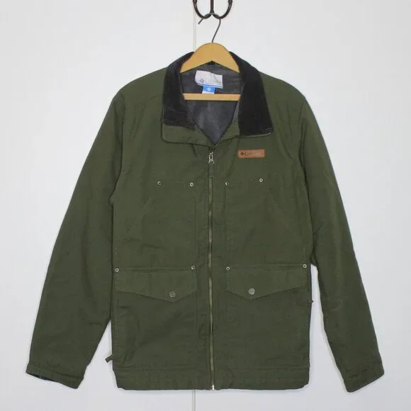 Barn Jacket Columbia Coat Like New Olive Green Fleeced Lined Insulated Jacket - Picture 4 of 13